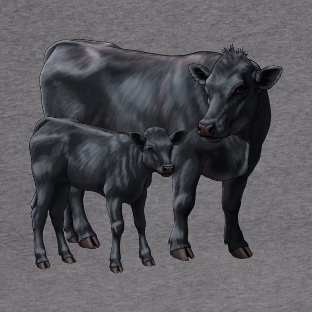 Black Angus Cow and Cute Calf by csforest